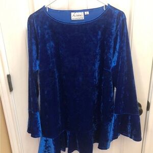 Linea by Louis Dell'Olio Royal Blue Velvet Blouse
